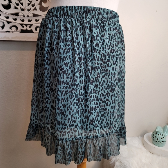 MSCH MOSS COPENHAGEN KALI MESH AOP RUFFLE GREEN MINI SKIRT WOMENS SZ EXTRA SMALL - Picture 10 of 16